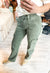 High Rise Cargo Straight Jean in Army Green