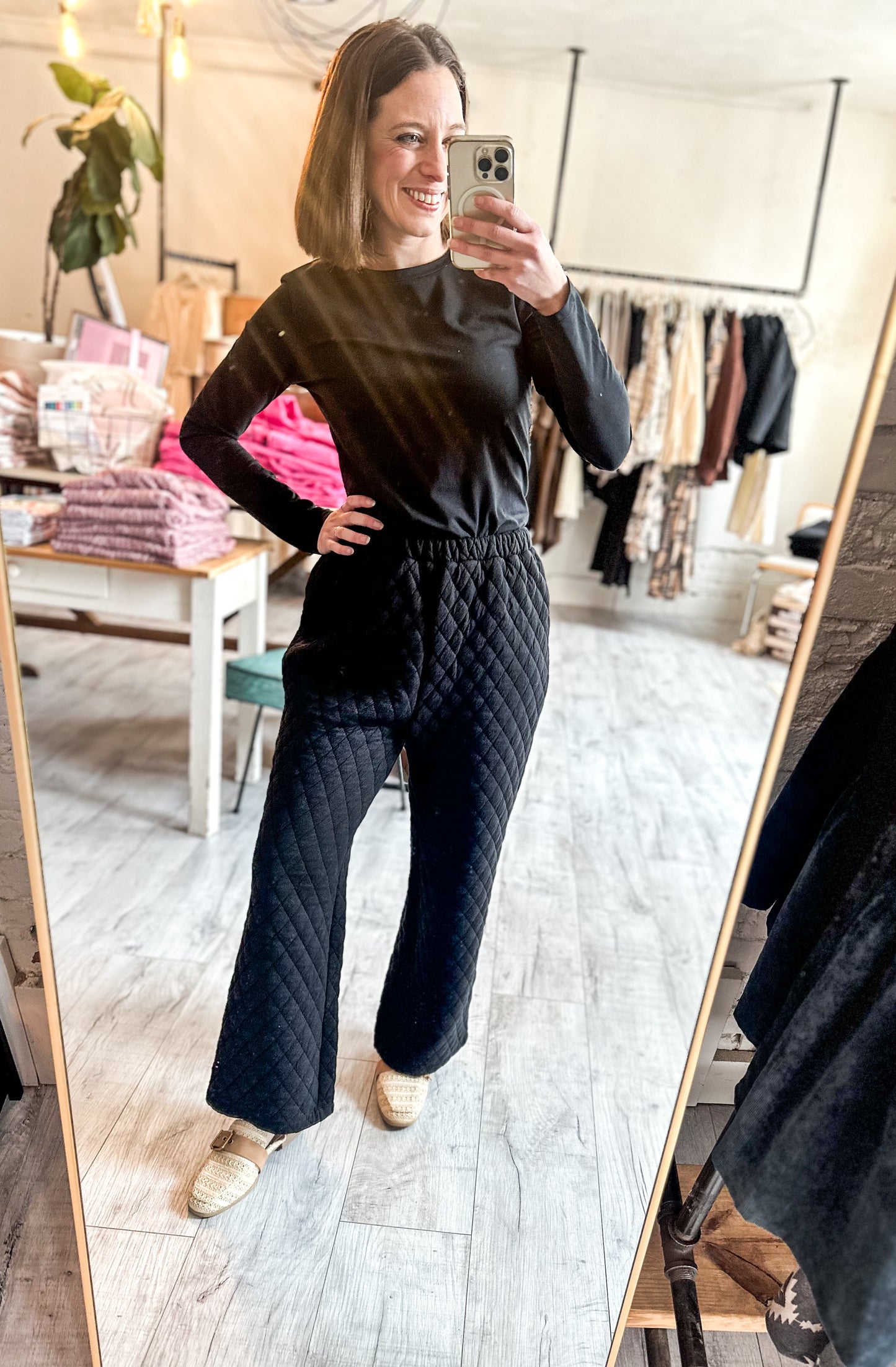 Quilted Pants in Black