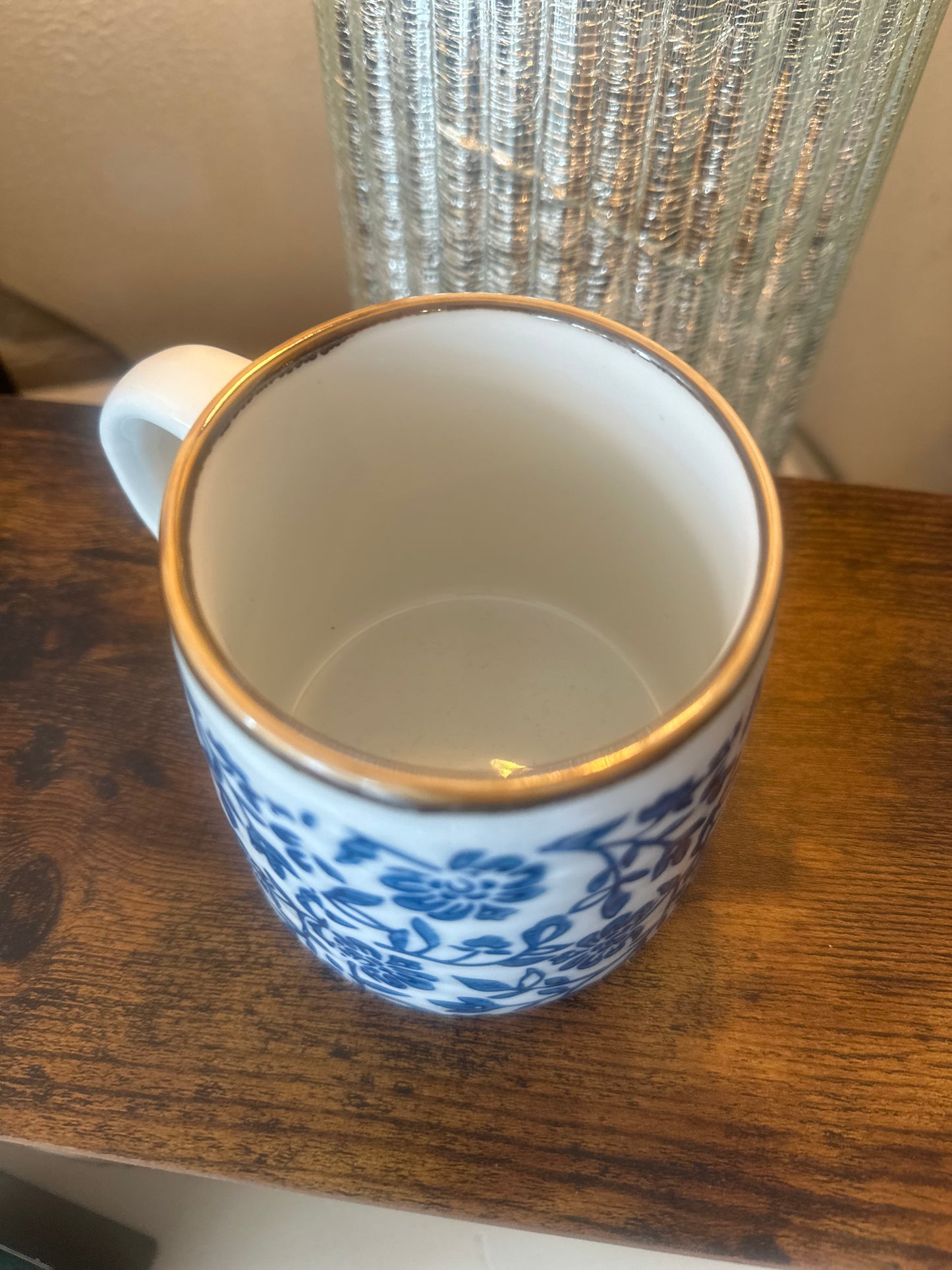 Coffee Mug - Floral & Vine Print Blue & White