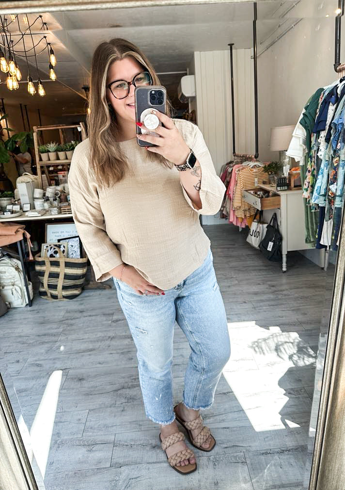 Relaxed 3/4 Sleeve in Khaki