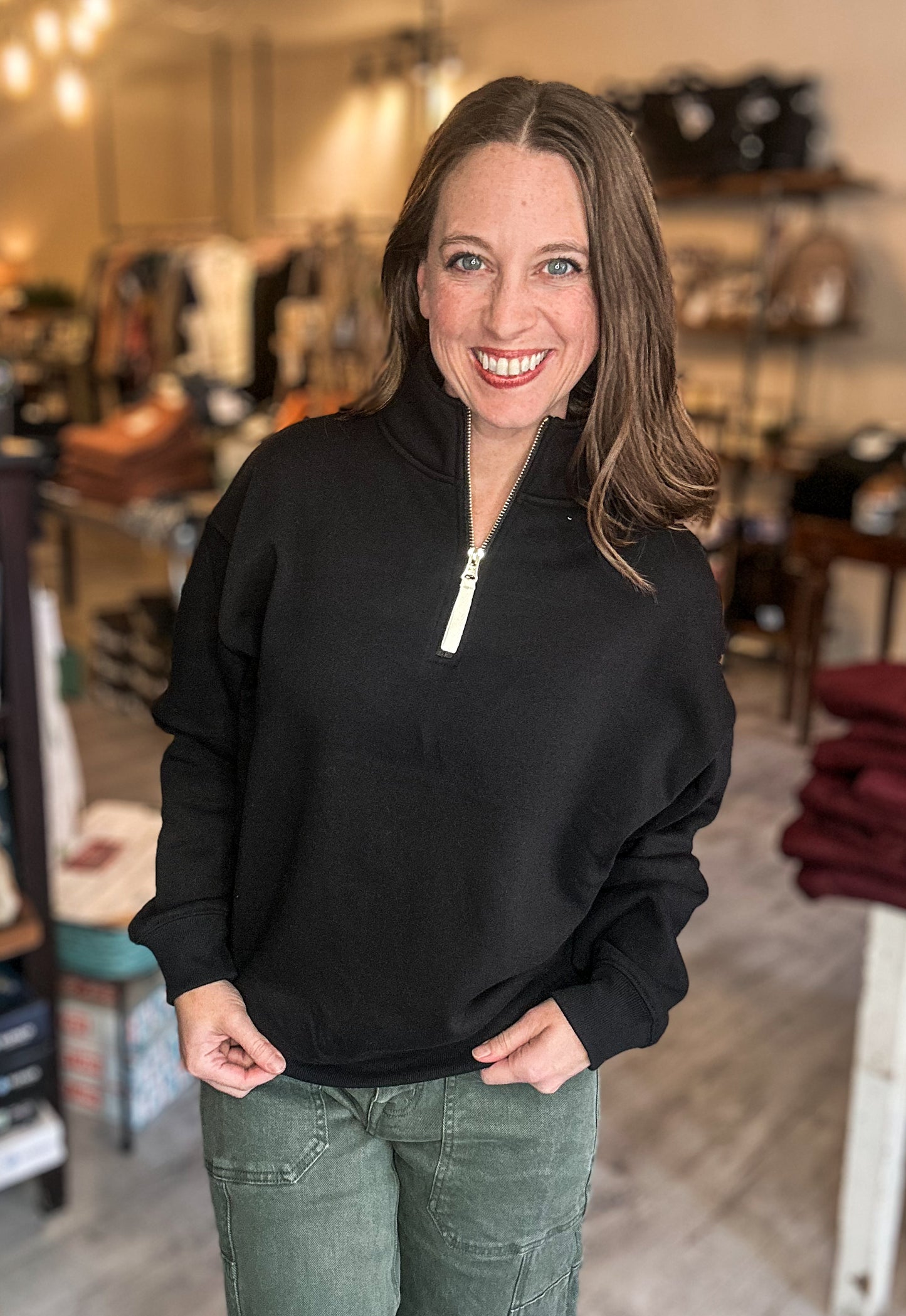 Fleece Half Zip in Black