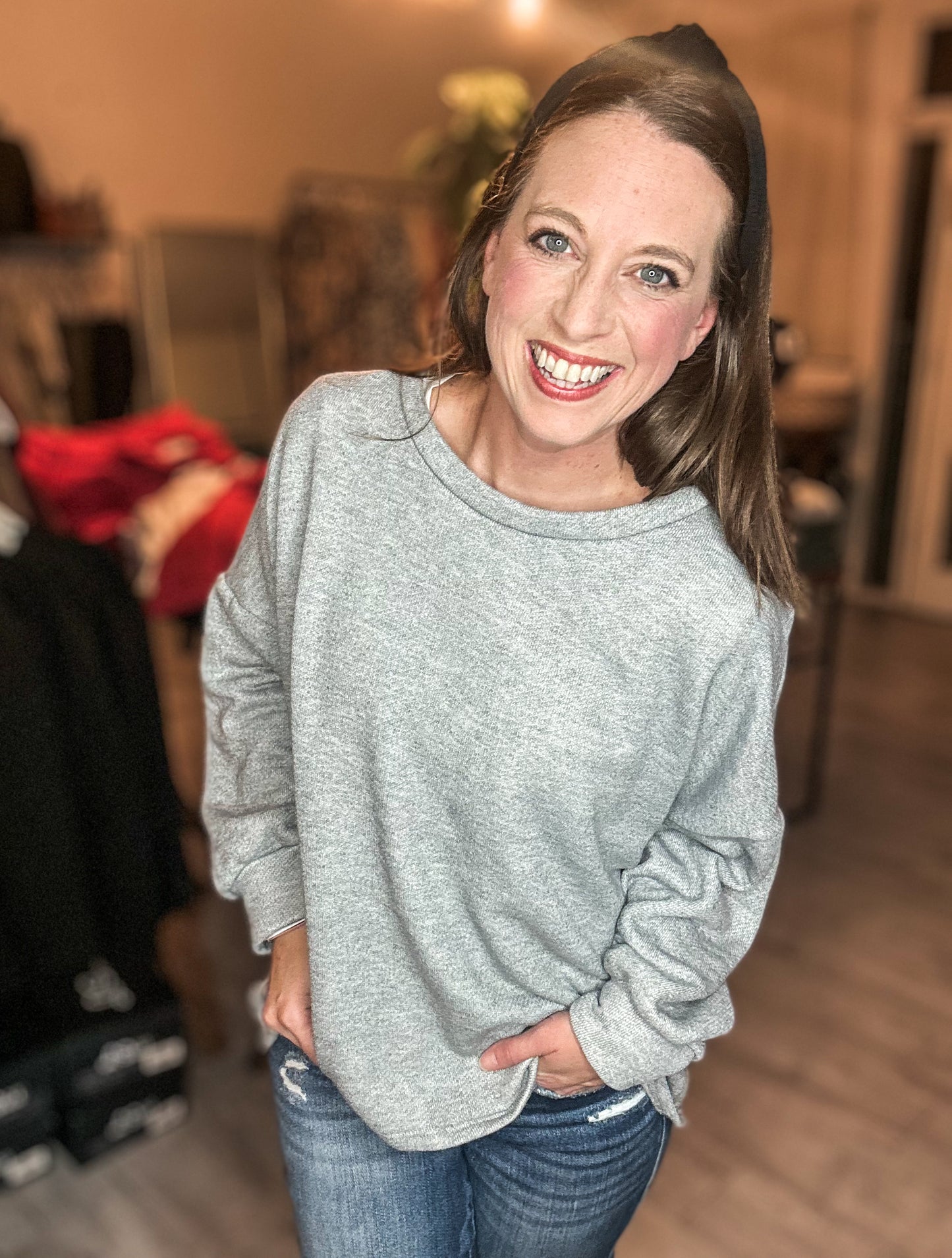 French Terry Top in Heather Grey