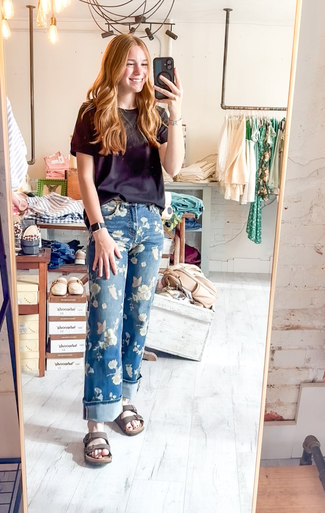 High Rise Wide Leg Denim in Floral Blue by MICA