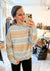 Color Block Fuzzy Knit Sweater in Sky Blue