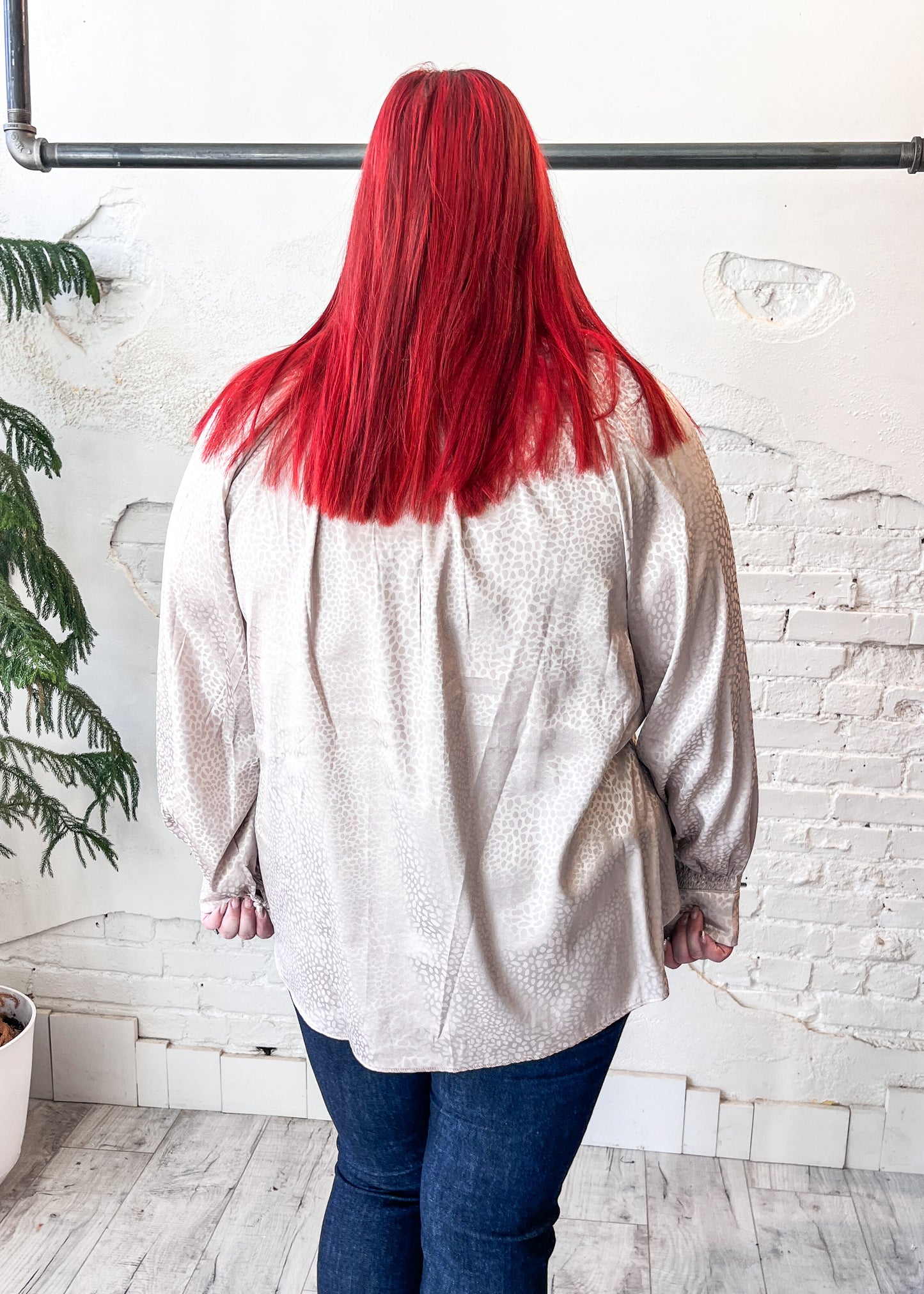 Dots Ruffle Blouse in Champagne