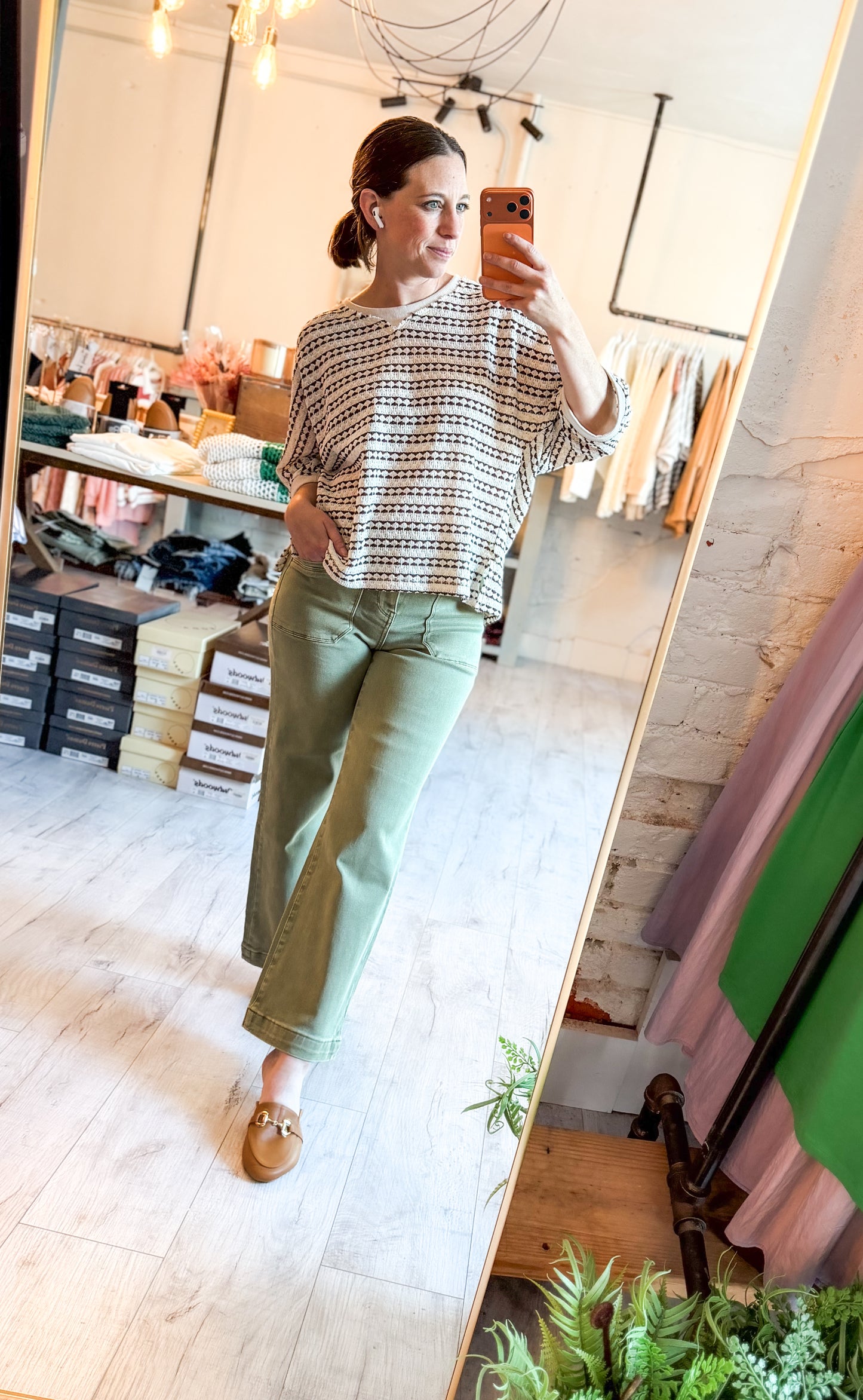 Super High Wide Cropped Utility Denim in Faded Green by MICA