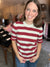 Mini Ruffle Striped Half Sleeve Sweater