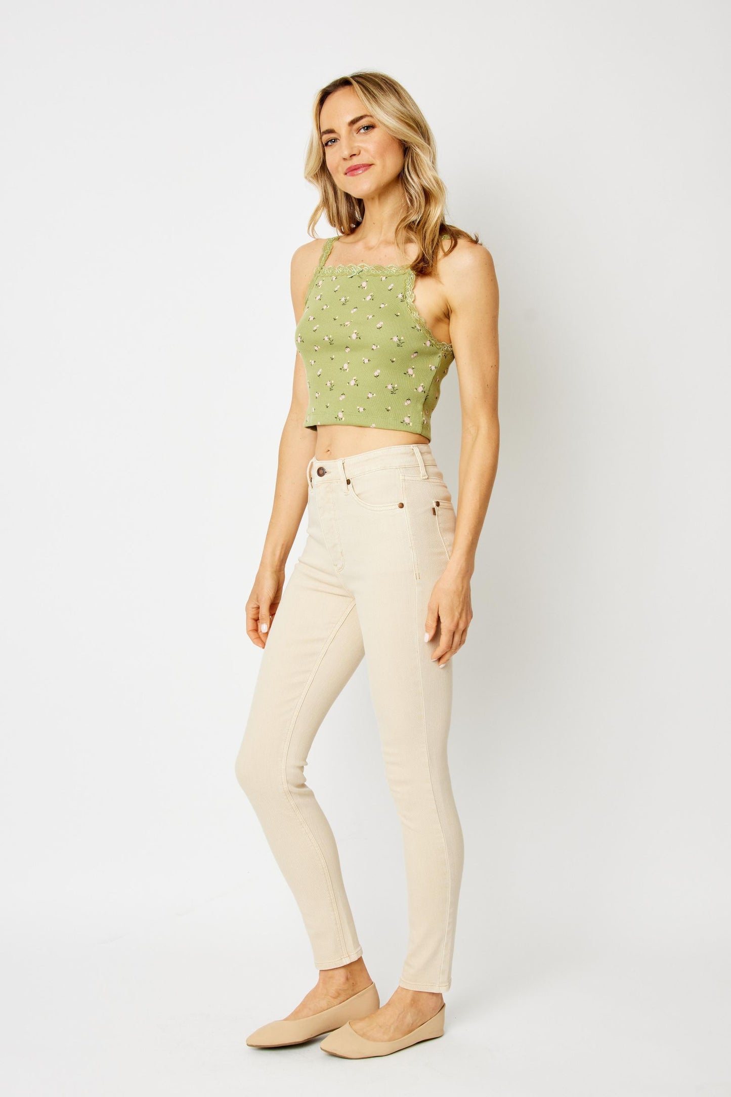 Wanda High Rise Control Top Skinny Jeans in Bone
