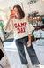 GAMEDAY THEME STITCH DETAIL PUFF SLEEVES KNIT TOP