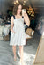 Striped Babydoll Dress with Ribbons Ties with Navy