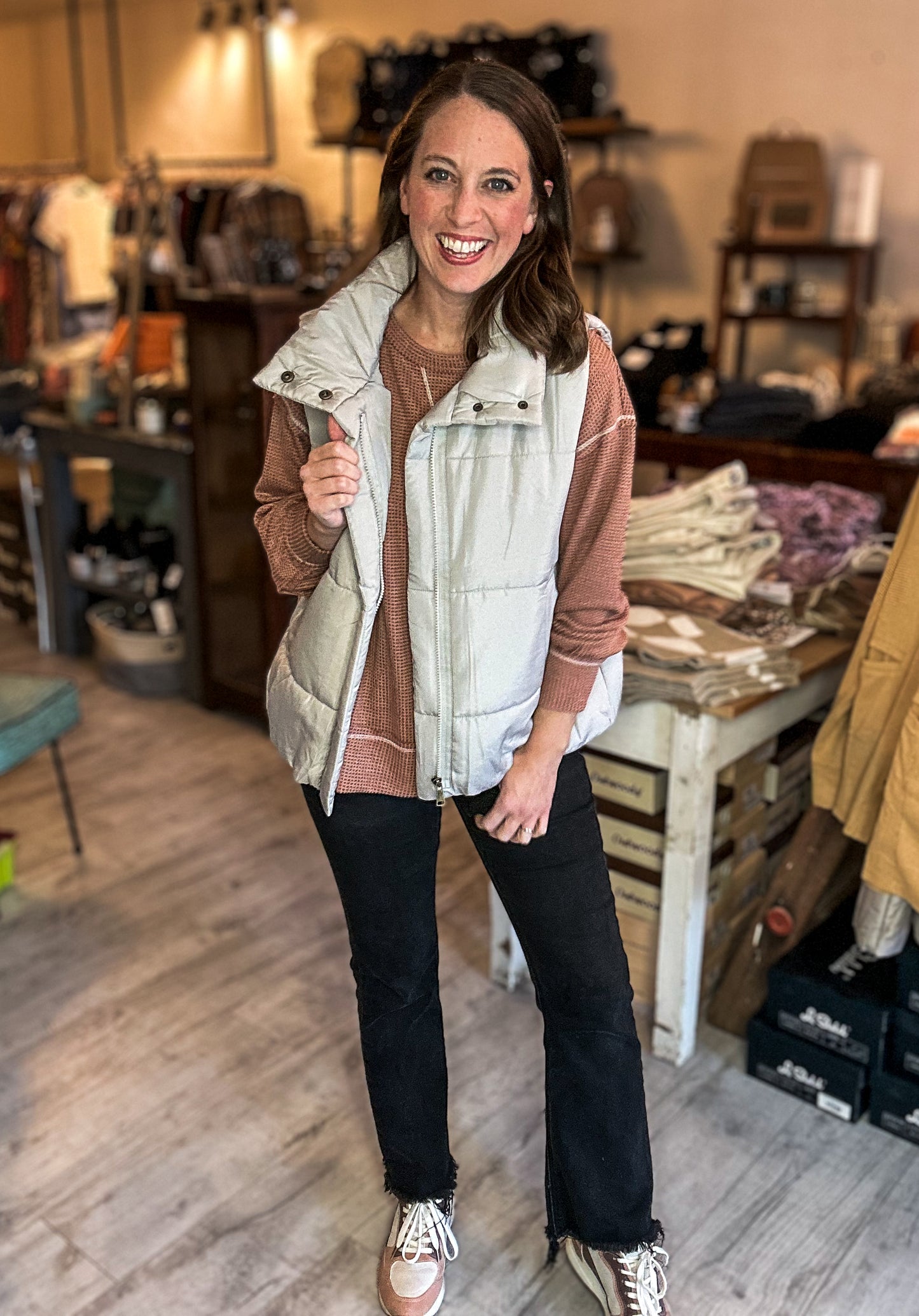 Round Neck Tunic Top in Fainted Rust
