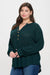 V-Neck Long Sleeve Soft Knit Top in Hunter Green.