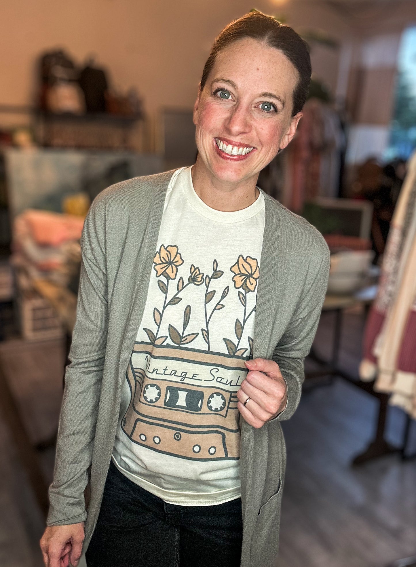 Essential Long + Soft Cardigan in Light Olive