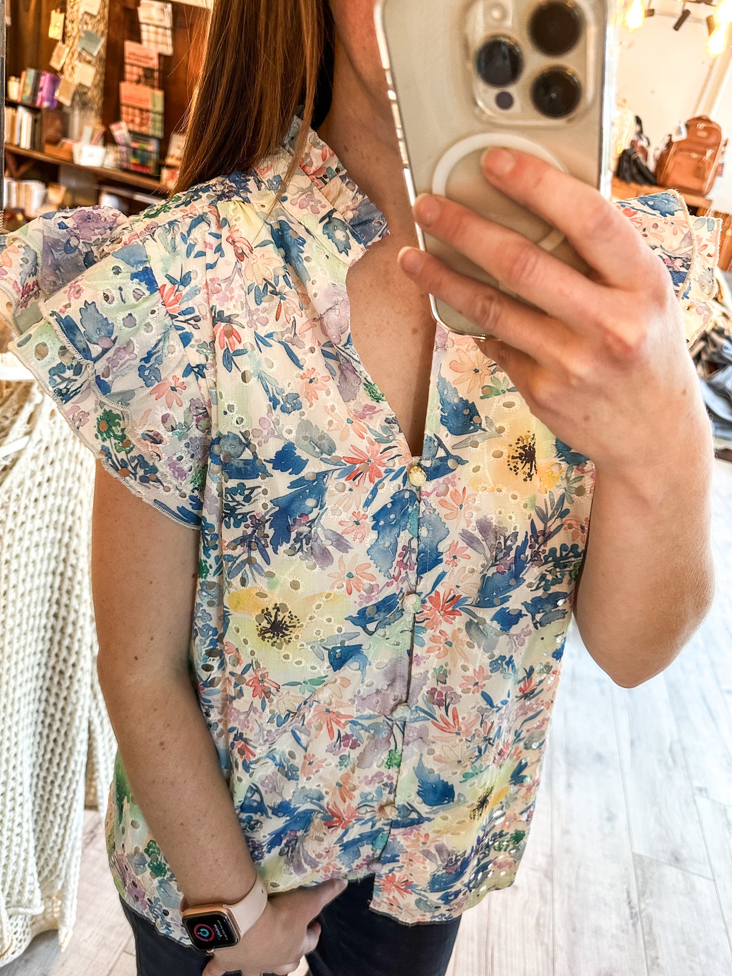Cassidy Floral Watercolor Blouse