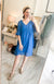 Swiss Dot V-Neck Dress in Ocean Blue