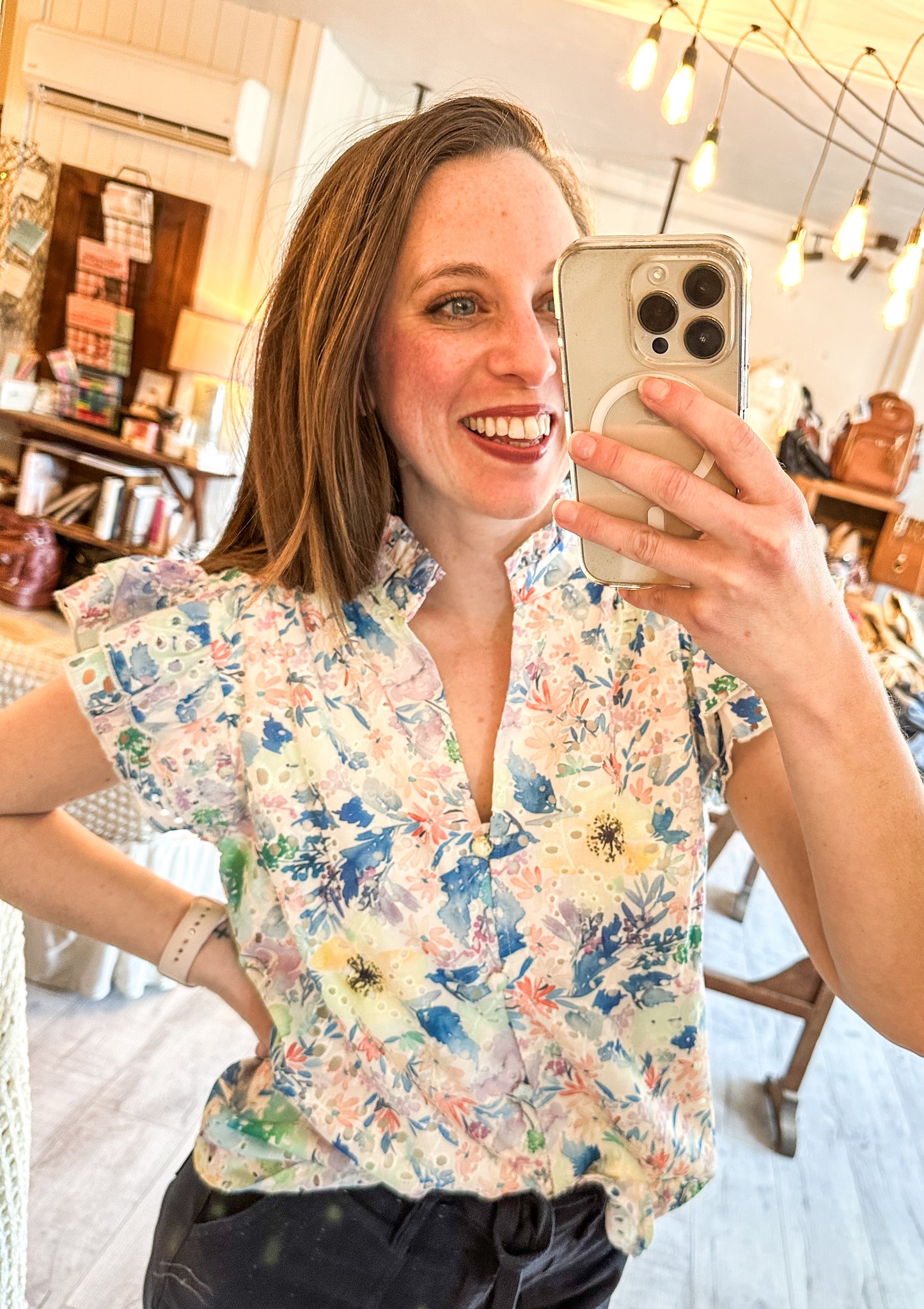 Cassidy Floral Watercolor Blouse