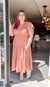 Emily Mae Flutter Sleeve Bodice Midi Dress in Peach