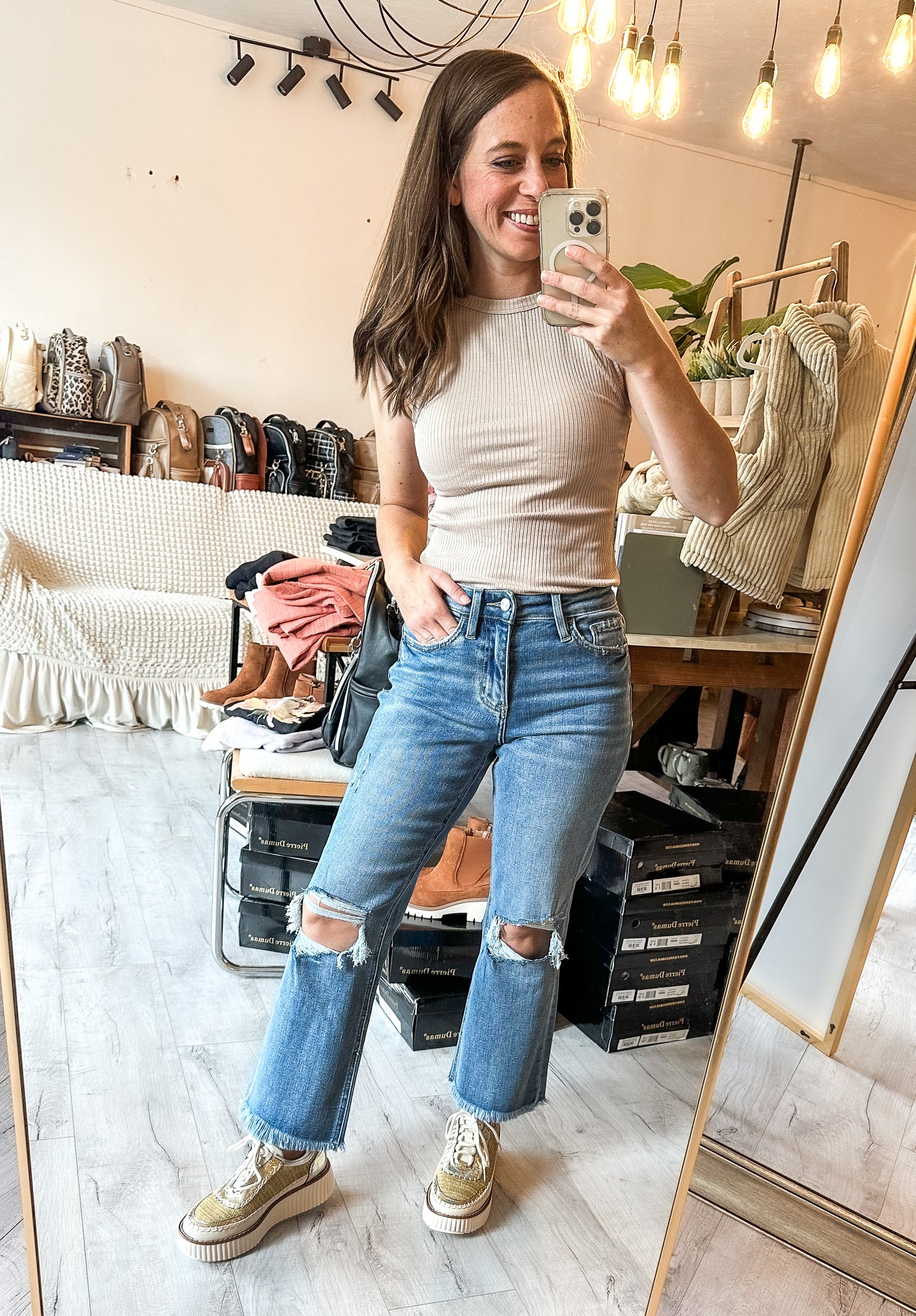 High Rise Crop Slim Wide Leg Denim by Lovervet