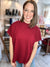 Mock Neck Short Sleeve Sweater in Cabernet