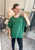 Mallory Ribbed Cuffed Sleeve Top in Kelly Green