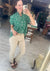 Comfy Green Floral Print Short Sleeve Button Down Shirt