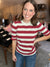 Mini Ruffle Striped Half Sleeve Sweater