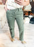 High Rise Cargo Straight Jean in Army Green