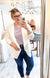 Beverly Hills 3/4 Rouched Sleeve Blazer in Vinbrant White