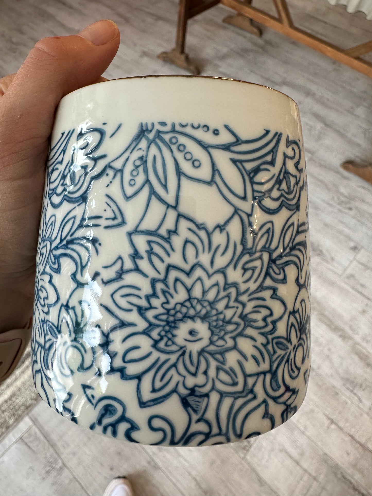 Coffee Mug - Floral Print Blue & White