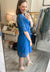 Swiss Dot V-Neck Dress in Ocean Blue