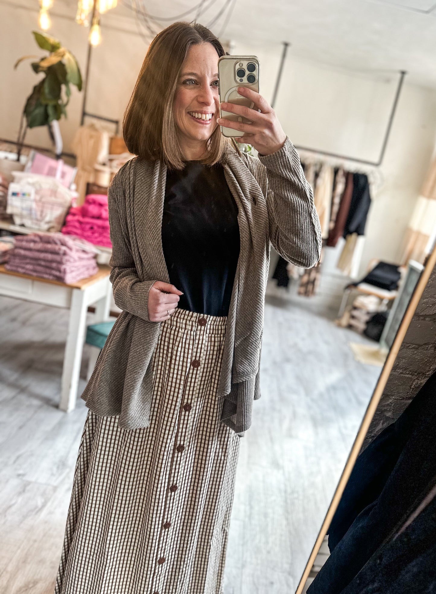 Wrap Top w/ Button Front in Light Coco