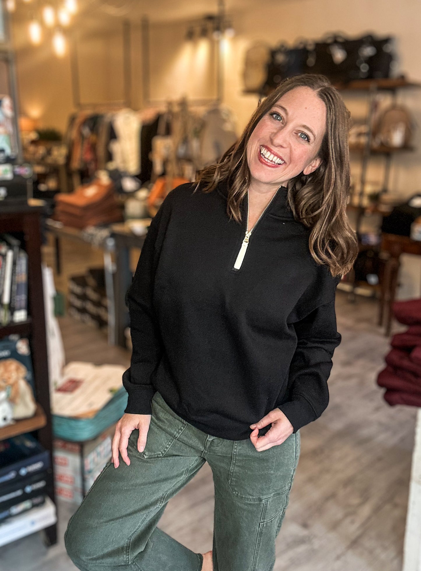 Fleece Half Zip in Black