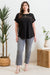 Back Button Lace Trim Blouse in Black