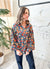 Cassidy Floral Button Down Top in Navy, Rust and Green