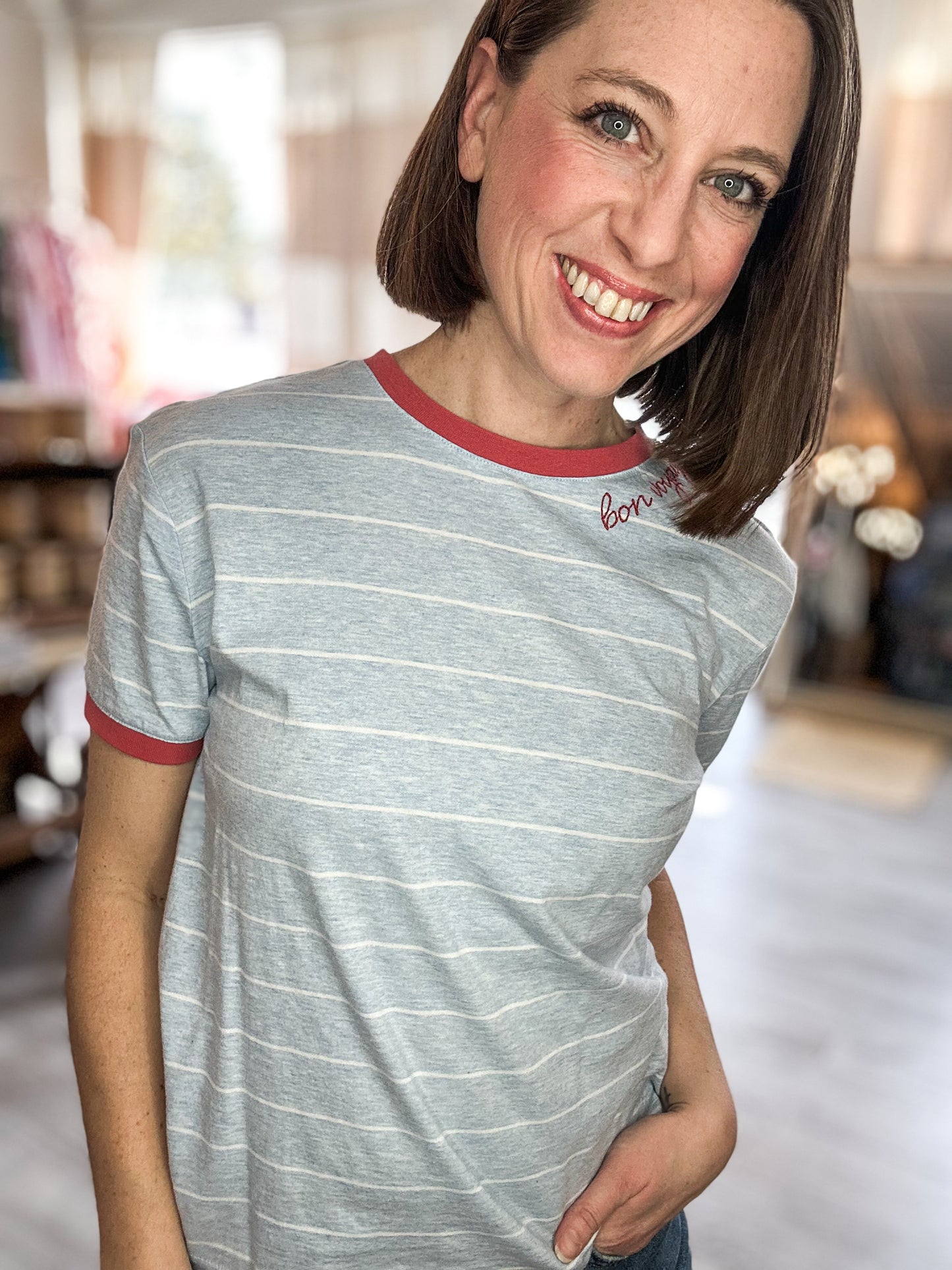 Bon Voyage Embroidered Short Sleeve Tee