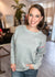 Round Neck Contrast Sweater in Hot Pink & Heather Grey