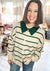 Oversized Button Down Striped Casual Sweater in Green