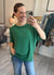 Mallory Ribbed Cuffed Sleeve Top in Kelly Green