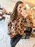 Leopard Crew Neck Sweater in Black & Camel