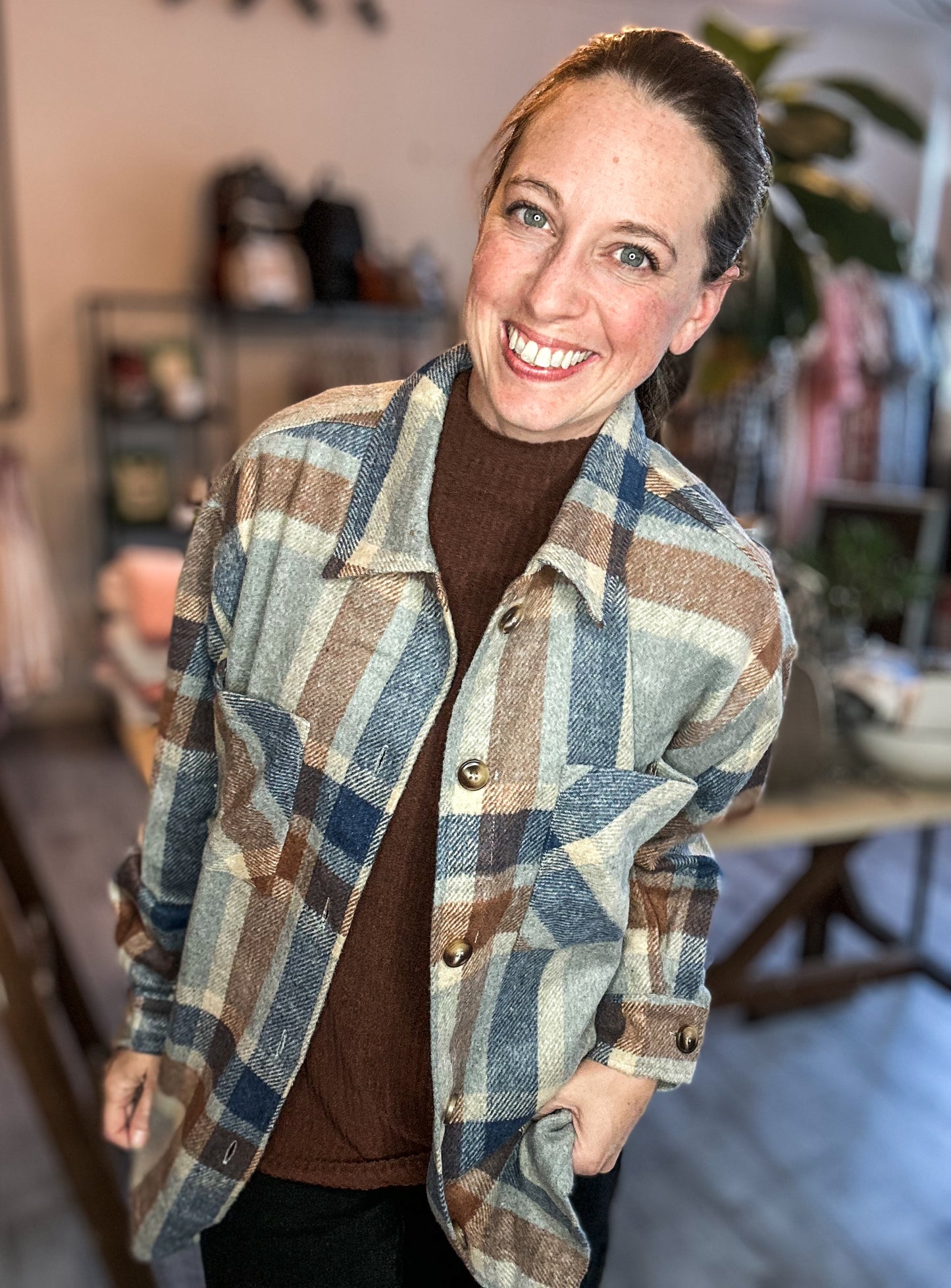 Cozy Women's Rib Top in Chestnut Brown