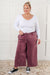 In or Out Wide Leg Cropped Pants in Eggplant