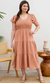 Emily Mae Flutter Sleeve Bodice Midi Dress in Peach