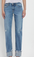 Mid Rise Cuffed Straight Denim