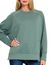 Round Neck Pullover with Side Slits in Ash Jade