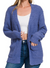 Long Sleeve Popcorn Sweater Cardigan in Marlin Blue
