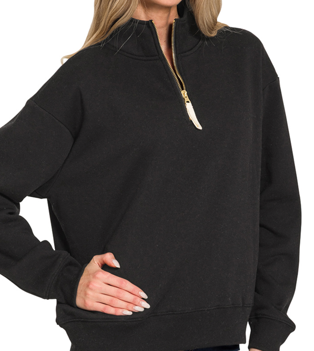 Fleece Half Zip in Black