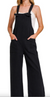 Washed Knot Strap Pockets Jumpsuit in Black