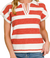 Striped Collared Short Sleeve Sweater in Burnt Orange