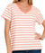 Striped V-Neck in Coral