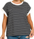 Contrast Trim Cap Sleeve Tee in Striped Black & Cream